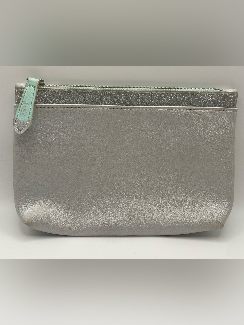 IPSY Glam Zip Pouch - Gray with Glittery Band